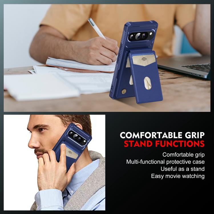 For Google Pixel 9 Pro XL 2-in-1 RFID Wallet Magnetic MagSafe Leather Phone Case