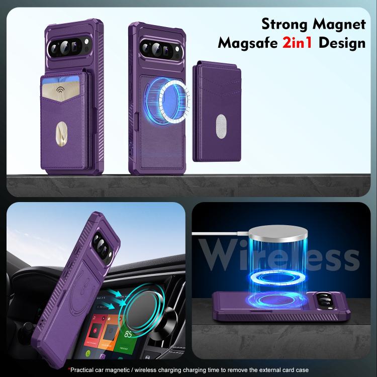 For Google Pixel 9 Pro XL 2-in-1 RFID Wallet Magnetic MagSafe Leather Phone Case