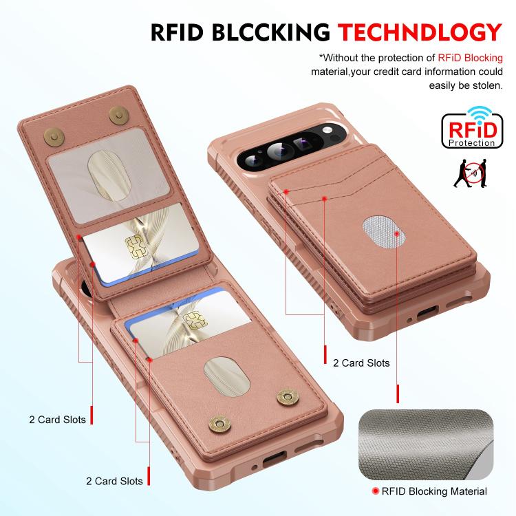 For Google Pixel 9 Pro XL 2-in-1 RFID Wallet Magnetic MagSafe Leather Phone Case