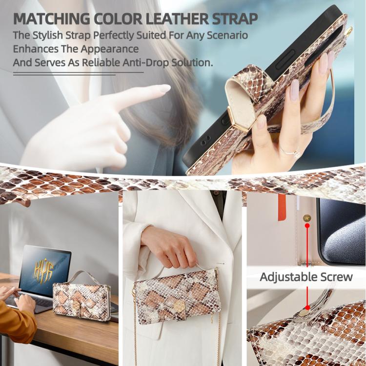 For itel P65 Crossbody Handle Snake Texture Leather Phone Case