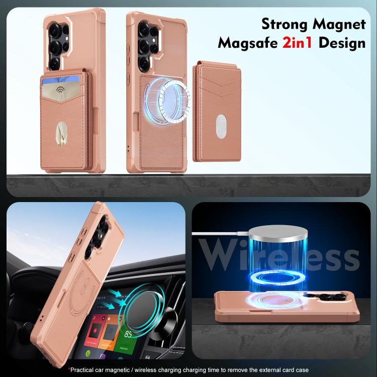 For Samsung Galaxy S22 Ultra 5G 2-in-1 Magnetic Wallet MagSafe Leather Back Phone Case