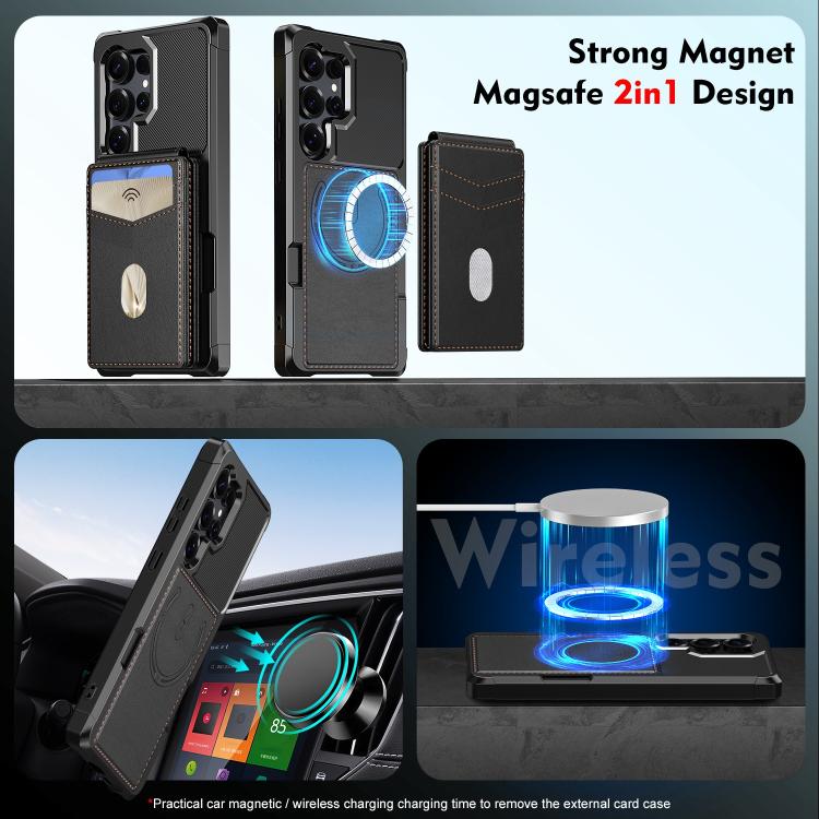 For Samsung Galaxy S23 Ultra 5G 2-in-1 Magnetic Wallet MagSafe Leather Back Phone Case