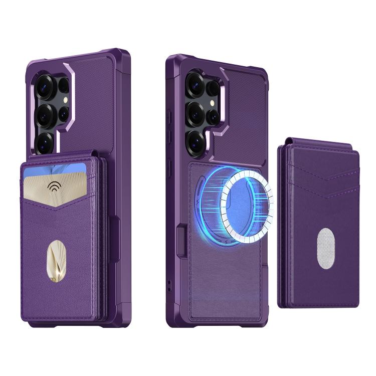 For Samsung Galaxy S23 Ultra 5G 2-in-1 Magnetic Wallet MagSafe Leather Back Phone Case