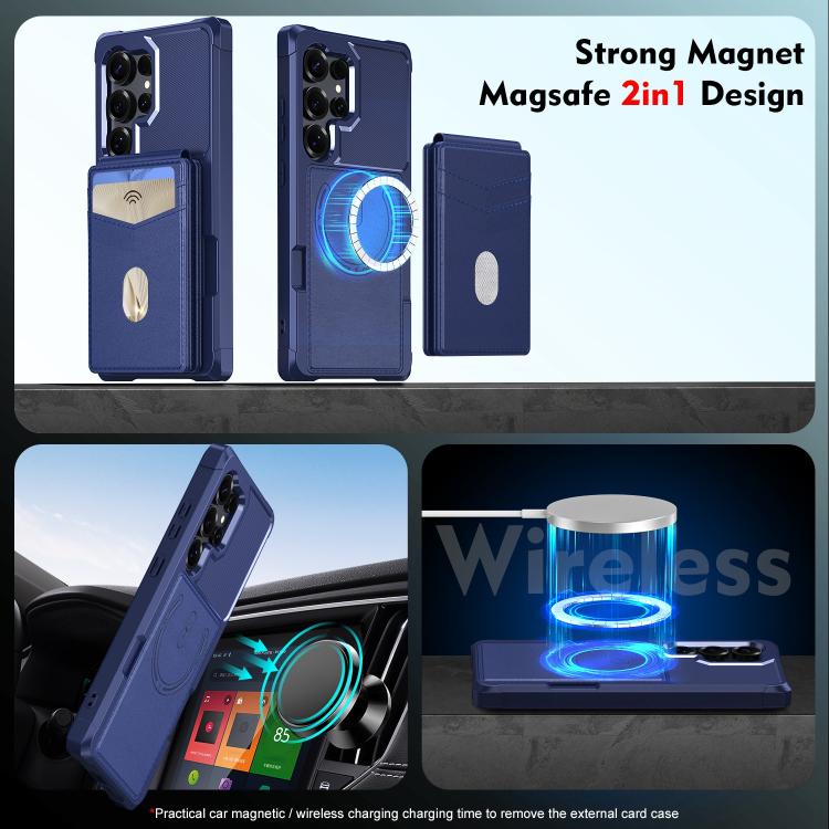 For Samsung Galaxy S24 Ultra 5G 2-in-1 Magnetic Wallet MagSafe Leather Back Phone Case