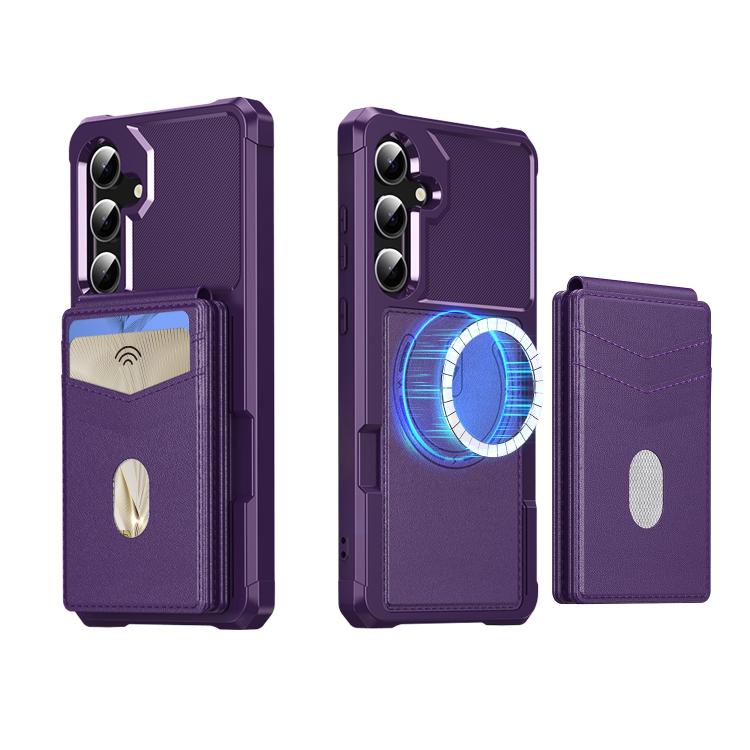 For Samsung Galaxy S25+ 5G 2-in-1 Magnetic Wallet MagSafe Leather Back Phone Case