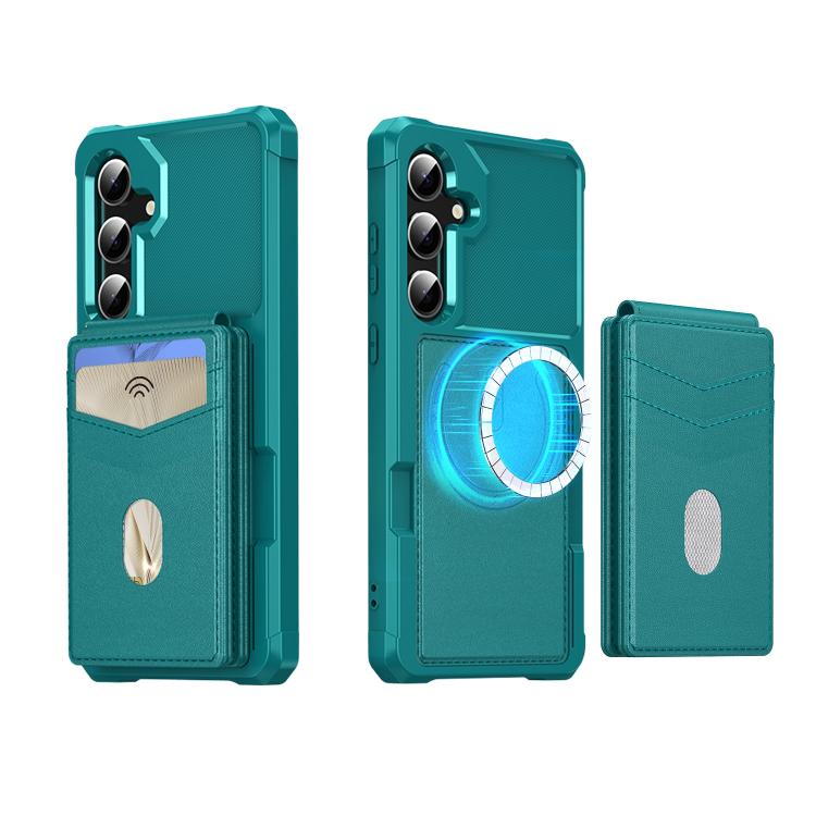 For Samsung Galaxy S25+ 5G 2-in-1 Magnetic Wallet MagSafe Leather Back Phone Case