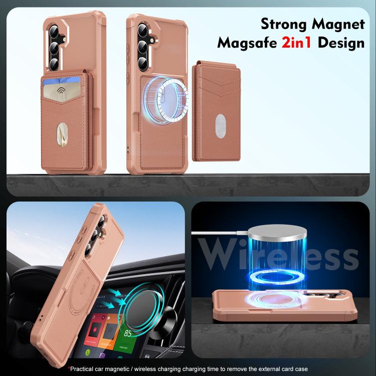 For Samsung Galaxy S25+ 5G 2-in-1 Magnetic Wallet MagSafe Leather Back Phone Case