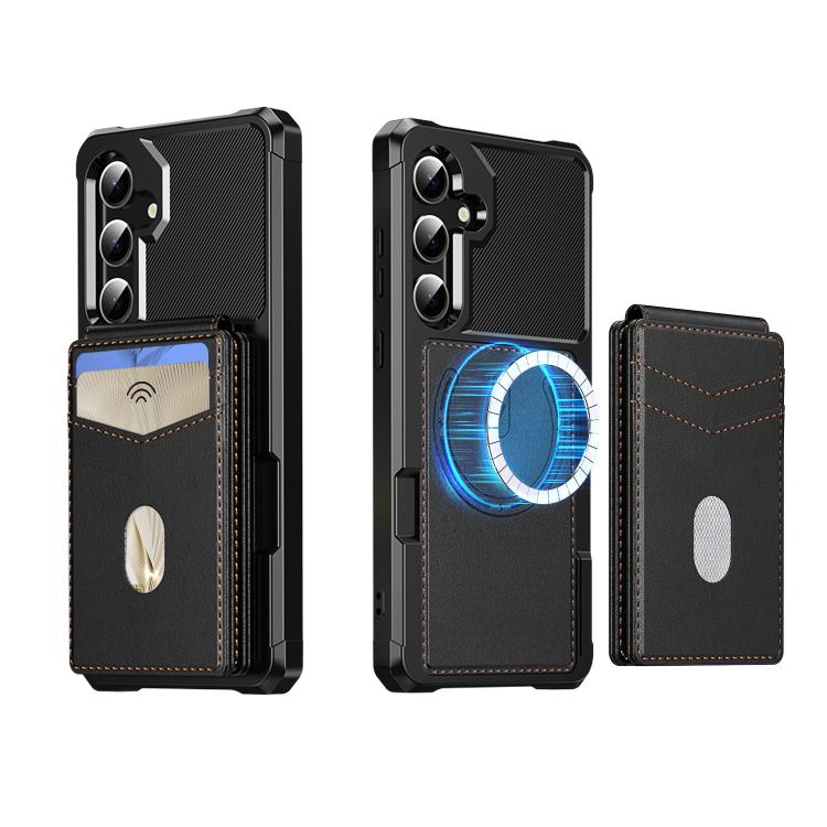 For Samsung Galaxy S24 FE 5G 2-in-1 Magnetic Wallet MagSafe Leather Back Phone Case