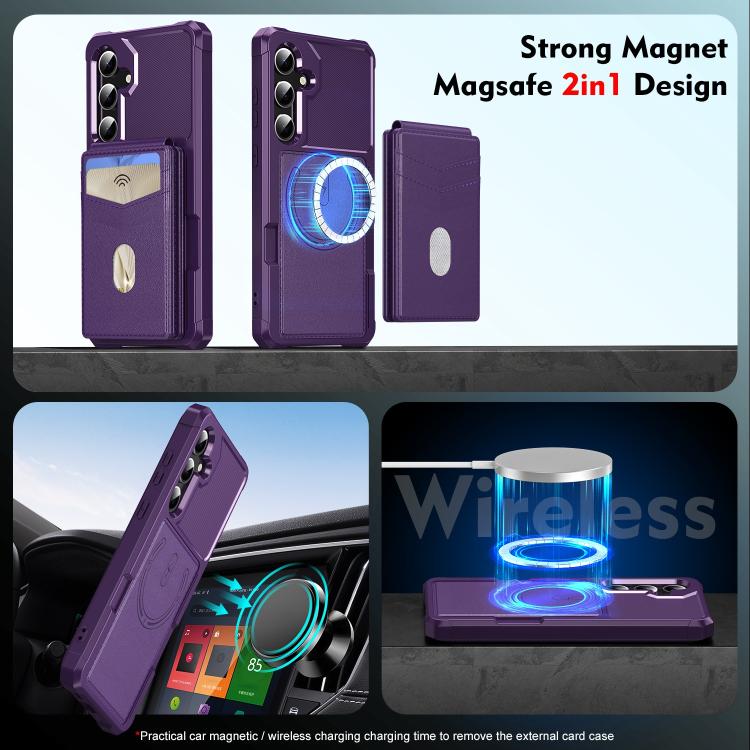 For Samsung Galaxy S24 FE 5G 2-in-1 Magnetic Wallet MagSafe Leather Back Phone Case