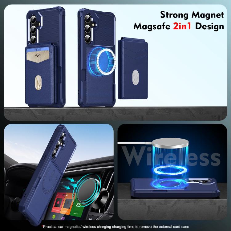For Samsung Galaxy S23 FE 5G 2-in-1 Magnetic Wallet MagSafe Leather Back Phone Case