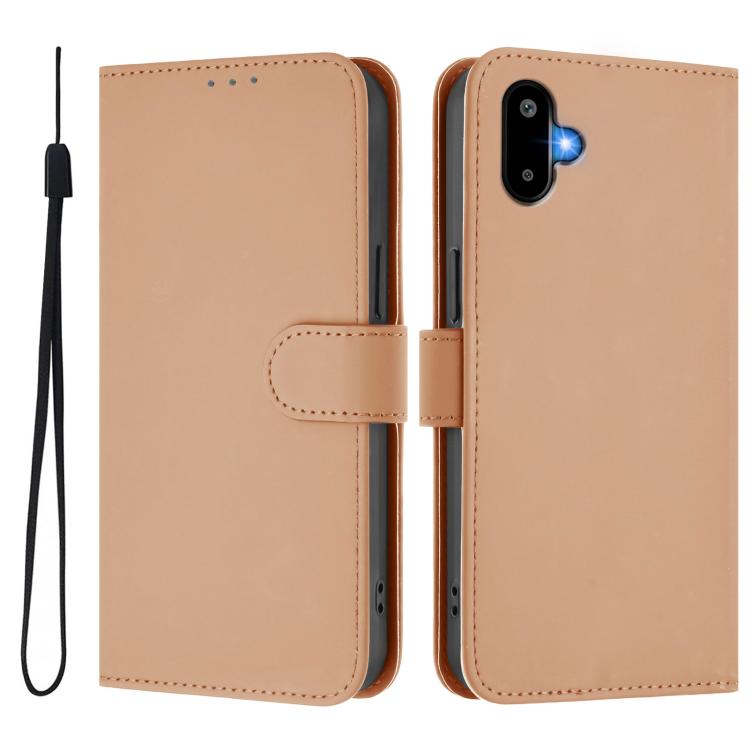 For Samsung Galaxy F06 5G / M06 5G Skin Feel Solid Color Leather Phone Case with Lanyard