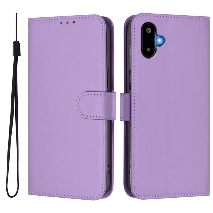 For Samsung Galaxy F06 5G / M06 5G Skin Feel Solid Color Leather Phone Case with Lanyard