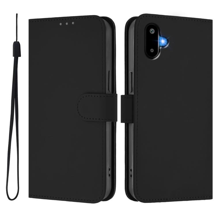 For Samsung Galaxy F06 5G / M06 5G Skin Feel Solid Color Leather Phone Case with Lanyard