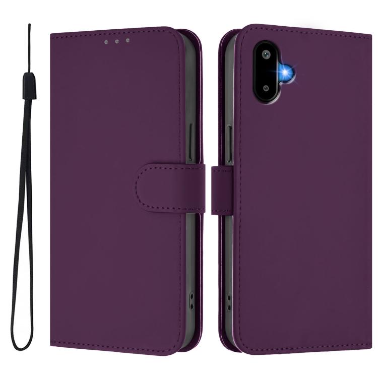 For Samsung Galaxy F06 5G / M06 5G Skin Feel Solid Color Leather Phone Case with Lanyard