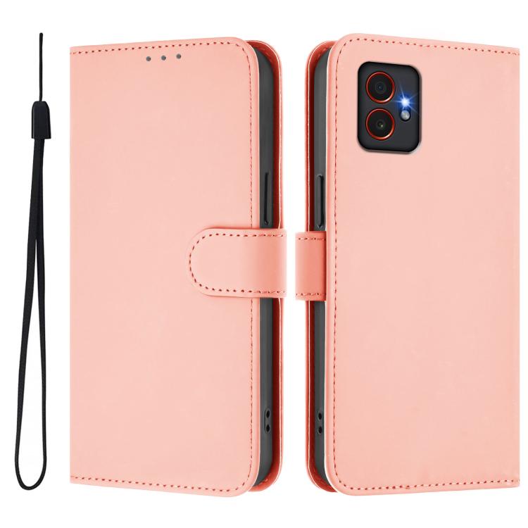 For Samsung Galaxy Xcover7 Pro Skin Feel Solid Color Leather Phone Case with Lanyard