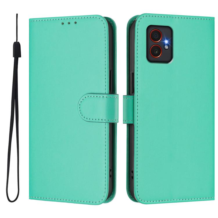 For Samsung Galaxy Xcover7 Pro Skin Feel Solid Color Leather Phone Case with Lanyard