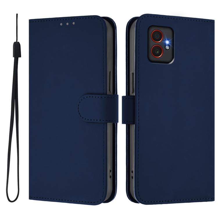 For Samsung Galaxy Xcover7 Pro Skin Feel Solid Color Leather Phone Case with Lanyard