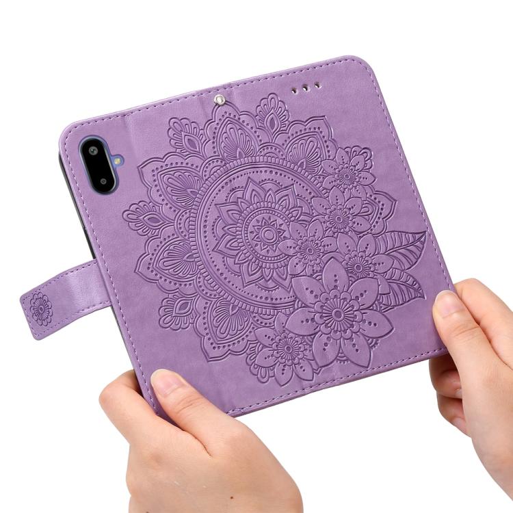 For Samsung Galaxy F06 5G / M06 5G Seven-petal Flowers Embossing Leather Phone Case