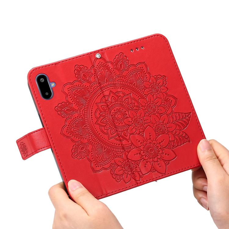For Samsung Galaxy F06 5G / M06 5G Seven-petal Flowers Embossing Leather Phone Case