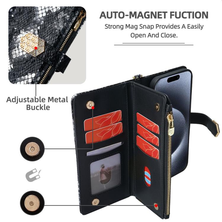 For Xiaomi 17 Pro Crossbody Handle Snake Texture Leather Phone Case