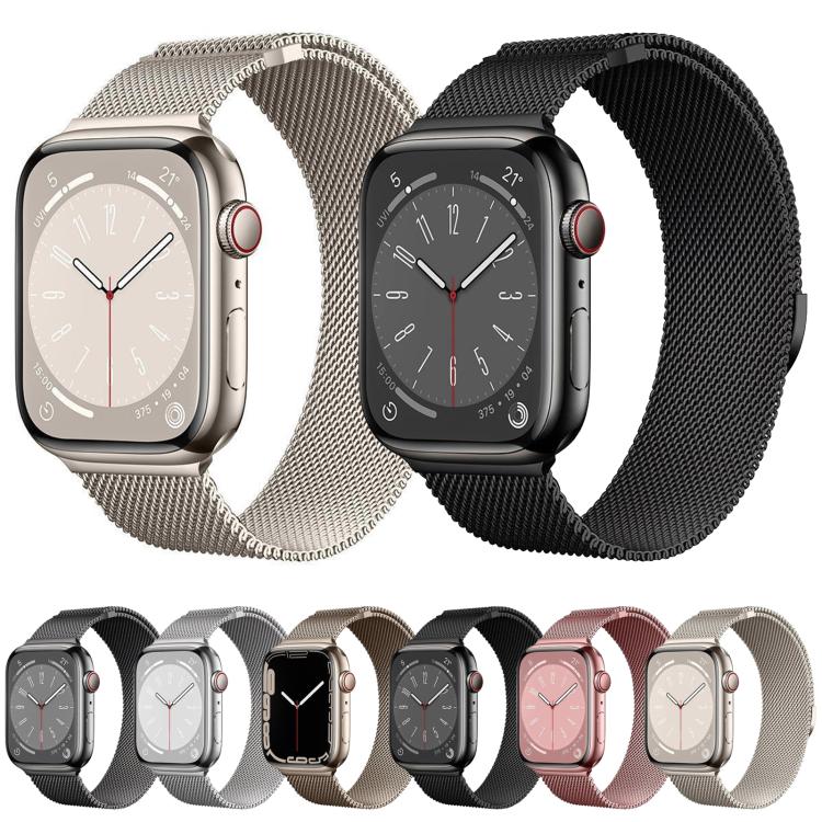 For Apple Watch 46mm / 49mm / 45mm / 44mm Kalebol Semi-circular Milanese Stainless Steel Strap