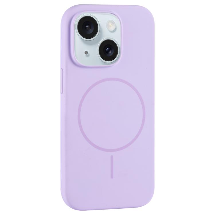 For iPhone 15 Plus Large Hole Camera MagSafe Liquid Silicone Full Coverage Phone Case