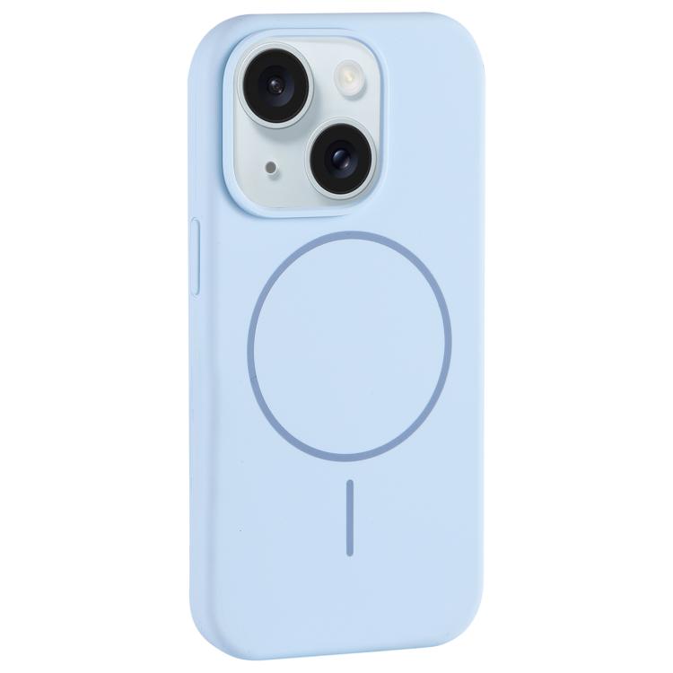 For iPhone 15 Plus Large Hole Camera MagSafe Liquid Silicone Full Coverage Phone Case