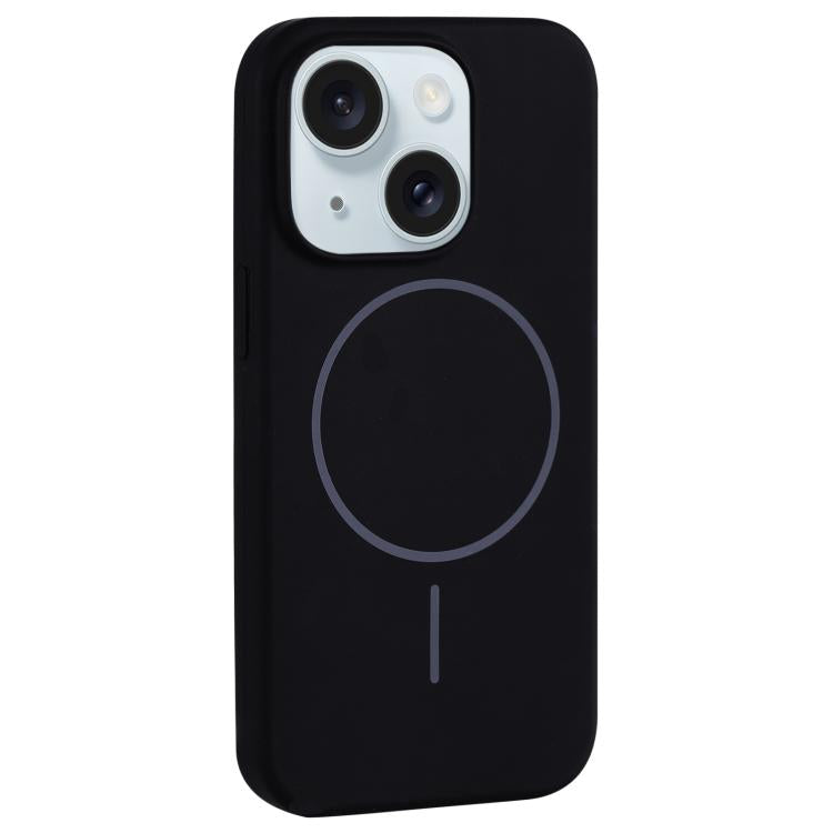 For iPhone 15 Large Hole Camera MagSafe Liquid Silicone Full Coverage Phone Case