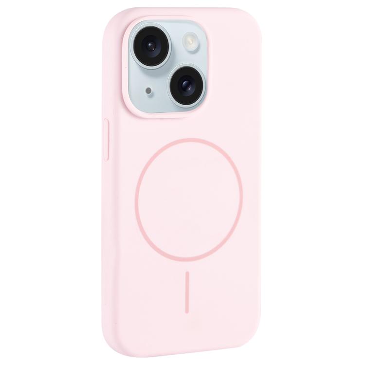 For iPhone 15 Large Hole Camera MagSafe Liquid Silicone Full Coverage Phone Case