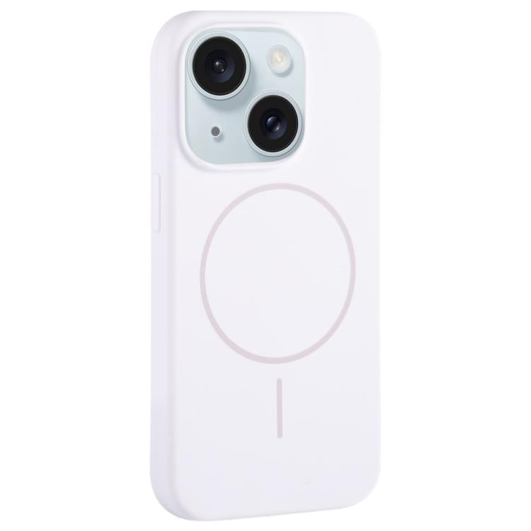 For iPhone 15 Large Hole Camera MagSafe Liquid Silicone Full Coverage Phone Case