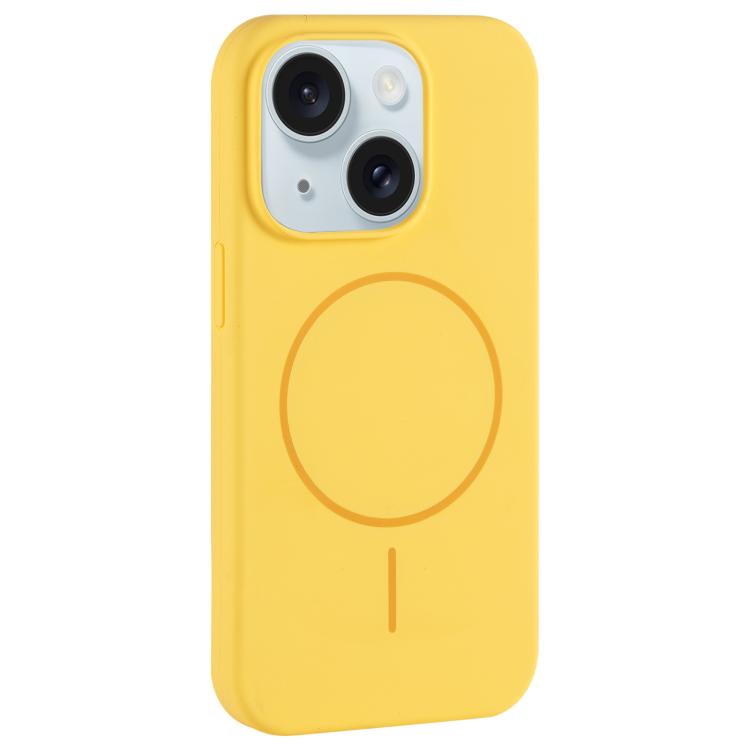 For iPhone 15 Large Hole Camera MagSafe Liquid Silicone Full Coverage Phone Case