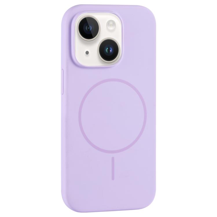 For iPhone 14 Large Hole Camera MagSafe Liquid Silicone Full Coverage Phone Case