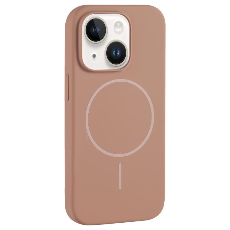 For iPhone 14 Large Hole Camera MagSafe Liquid Silicone Full Coverage Phone Case