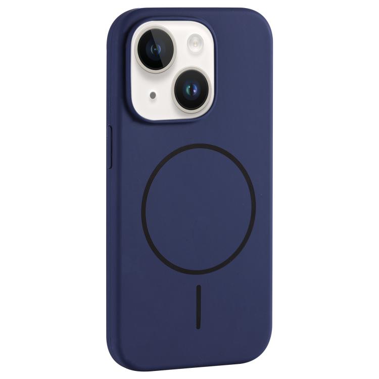For iPhone 14 Large Hole Camera MagSafe Liquid Silicone Full Coverage Phone Case