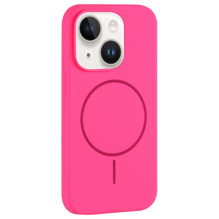 For iPhone 14 Large Hole Camera MagSafe Liquid Silicone Full Coverage Phone Case