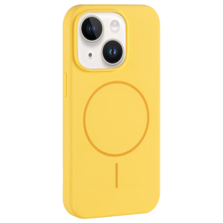 For iPhone 14 Large Hole Camera MagSafe Liquid Silicone Full Coverage Phone Case