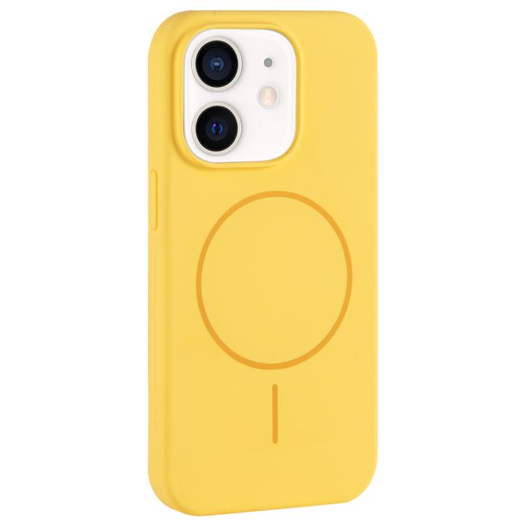 For iPhone 12 Large Hole Camera MagSafe Liquid Silicone Full Coverage Phone Case