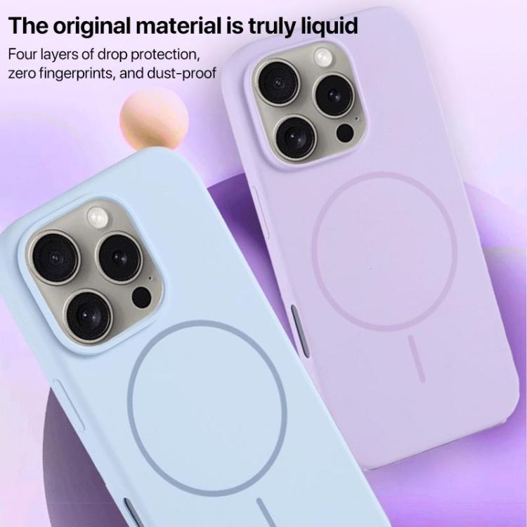 For iPhone 15 Large Hole Camera MagSafe Liquid Silicone Full Coverage Phone Case
