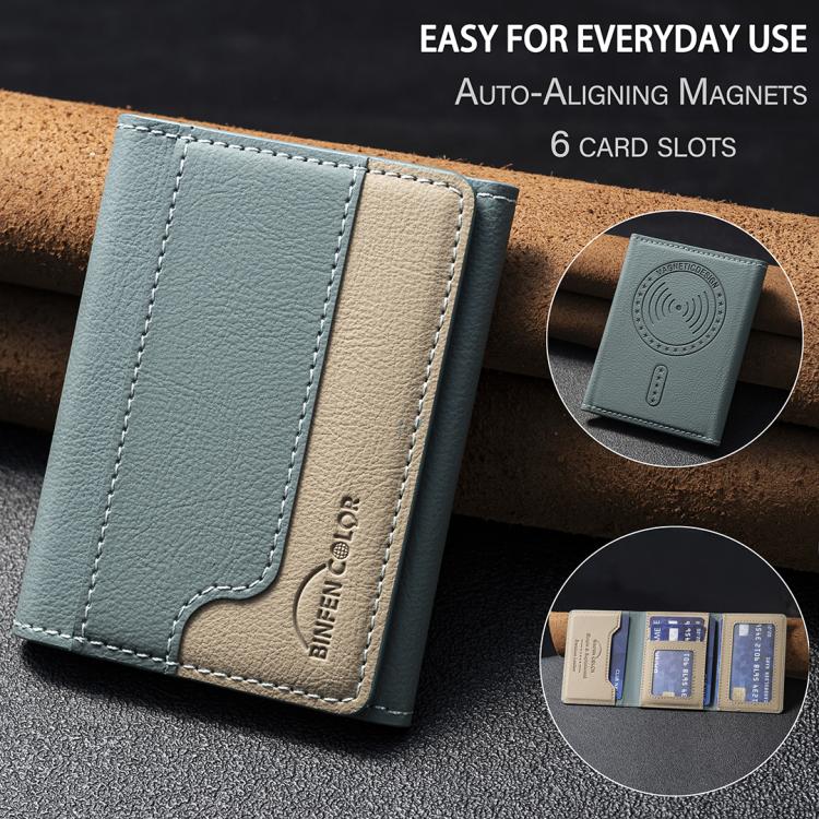 Color Matching Leather Horizontal Magnetic Wallet Card Bag Case
