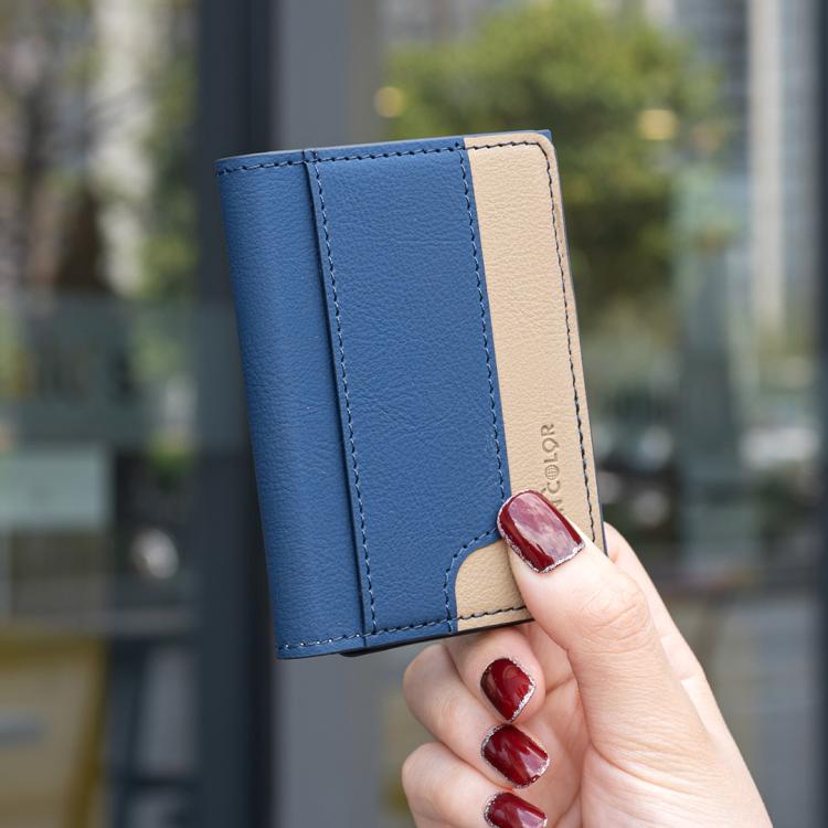 Color Matching Leather Horizontal Magnetic Wallet Card Bag Case