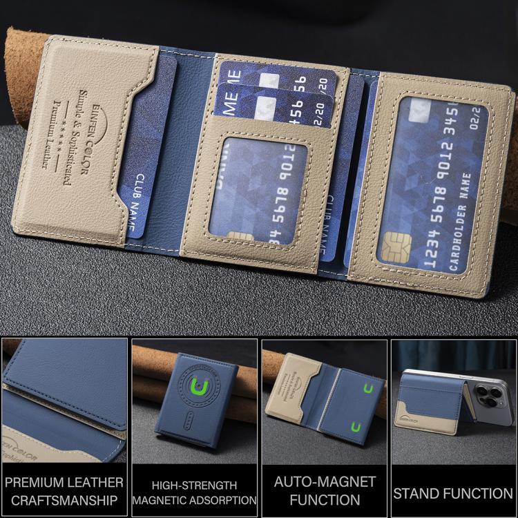 Color Matching Leather Horizontal Magnetic Wallet Card Bag Case
