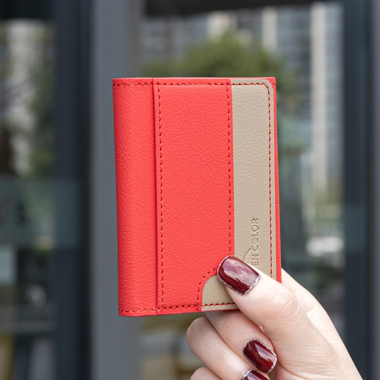 Color Matching Leather Horizontal Magnetic Wallet Card Bag Case