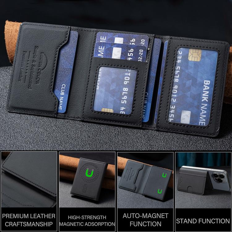 Solid Color Leather Horizontal Magnetic Wallet Card Bag Case