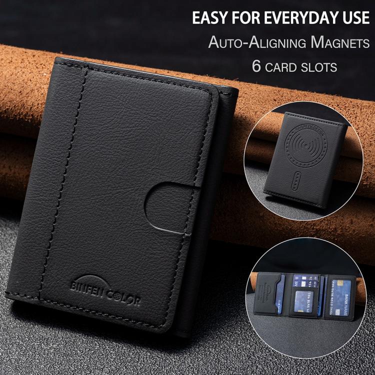 Solid Color Leather Horizontal Magnetic Wallet Card Bag Case