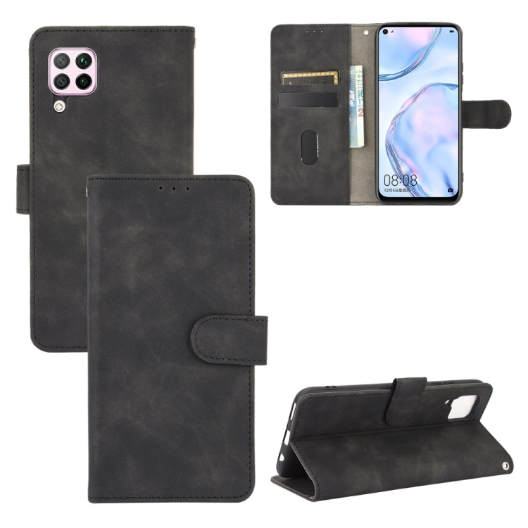 For Huawei nova 6 SE / P40 Lite Solid Color Skin Feel Magnetic Buckle Horizontal Flip Calf Texture PU Leather Case with Holder & Card Slots & Wallet