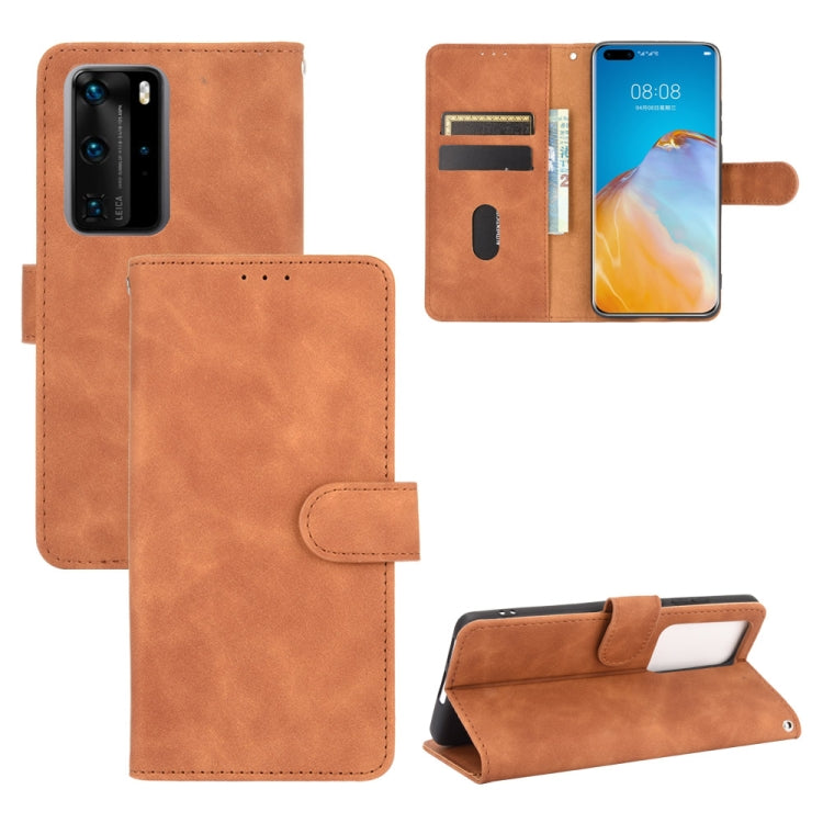For Huawei P40 Pro Solid Color Skin Feel Magnetic Buckle Horizontal Flip Calf Texture PU Leather Case with Holder & Card Slots & Wallet