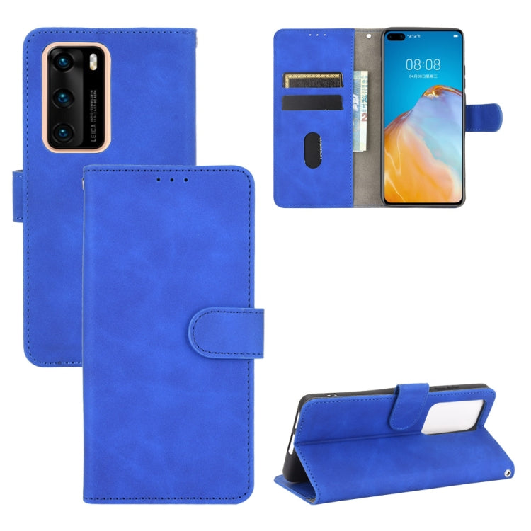 For Huawei P40 Solid Color Skin Feel Magnetic Buckle Horizontal Flip Calf Texture PU Leather Case with Holder & Card Slots & Wallet