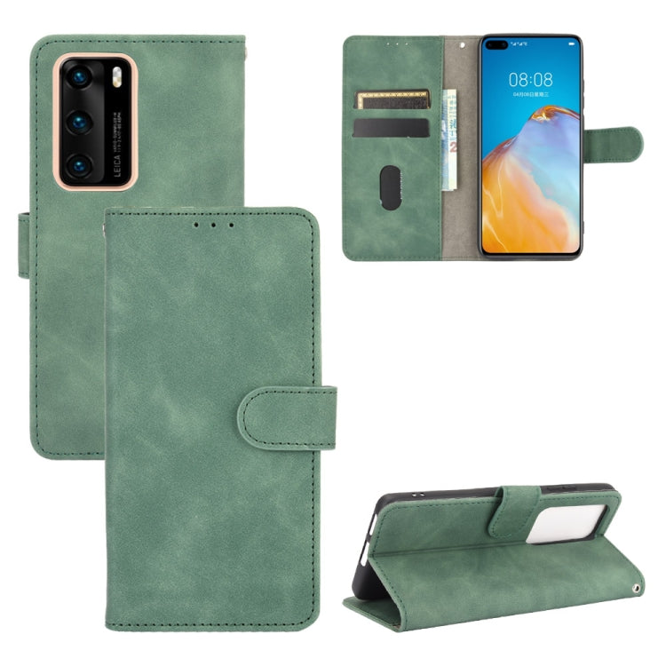 For Huawei P40 Solid Color Skin Feel Magnetic Buckle Horizontal Flip Calf Texture PU Leather Case with Holder & Card Slots & Wallet