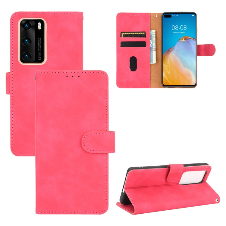 For Huawei P40 Solid Color Skin Feel Magnetic Buckle Horizontal Flip Calf Texture PU Leather Case with Holder & Card Slots & Wallet
