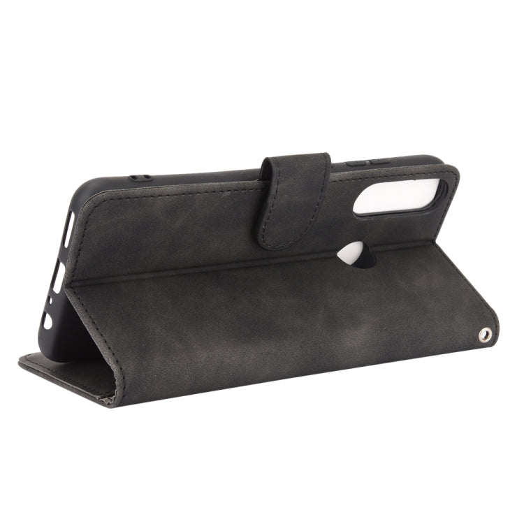 For Huawei Y6p Solid Color Skin Feel Magnetic Buckle Horizontal Flip Calf Texture PU Leather Case with Holder & Card Slots & Wallet